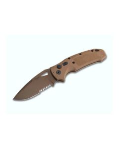 Sig Sauer K320A M17/M18 3.5" Droppoint Serrated Coyote Tan automatic knife, SKU 36333, EAN 743108363331