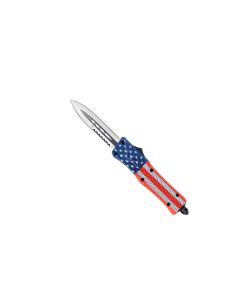 CobraTec Small CTK-1 American Flag automatic knife with 1-side serrated dagger