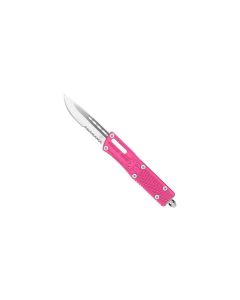 CobraTec Small Sidewinder Pink Drop Serrated Automatikmesser OTF