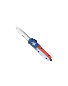 CobraTec Medium FS-3 Cerakote Texas Flag mit Tantoklinge mit Teilwellenschliff